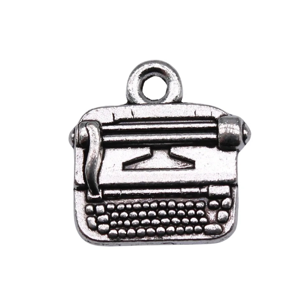 15x14mm 1.56g Antique Silver Zinc Alloy Typewriter Charm Pendant for DIY Necklace Bracelet Making