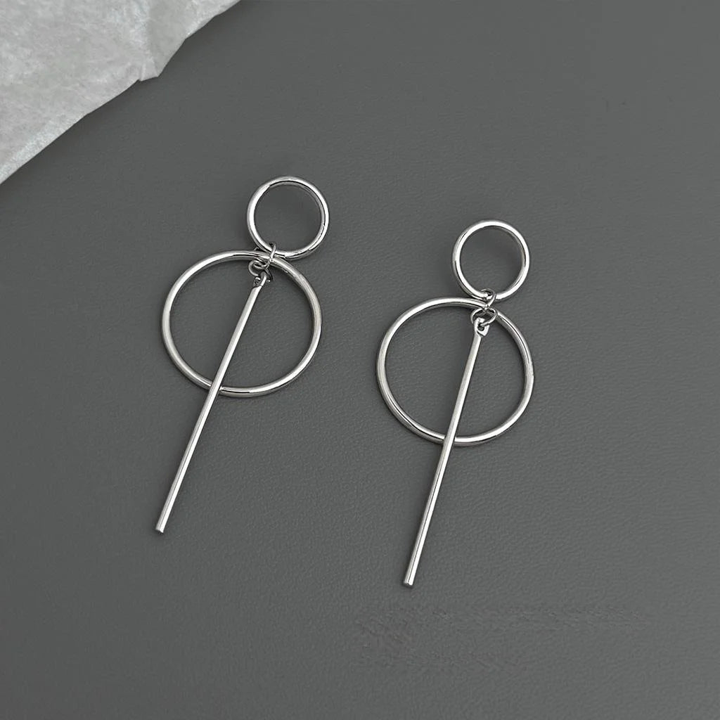 Copper Geometric Circle Line Hoop Earrings Minimalist Fashion Yiwu Jewelry