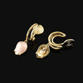 Elegant Pink Enamel Rose Flower Alloy Drop Stud & Clip On No Piercing Spiral Disc Dangle Earrings