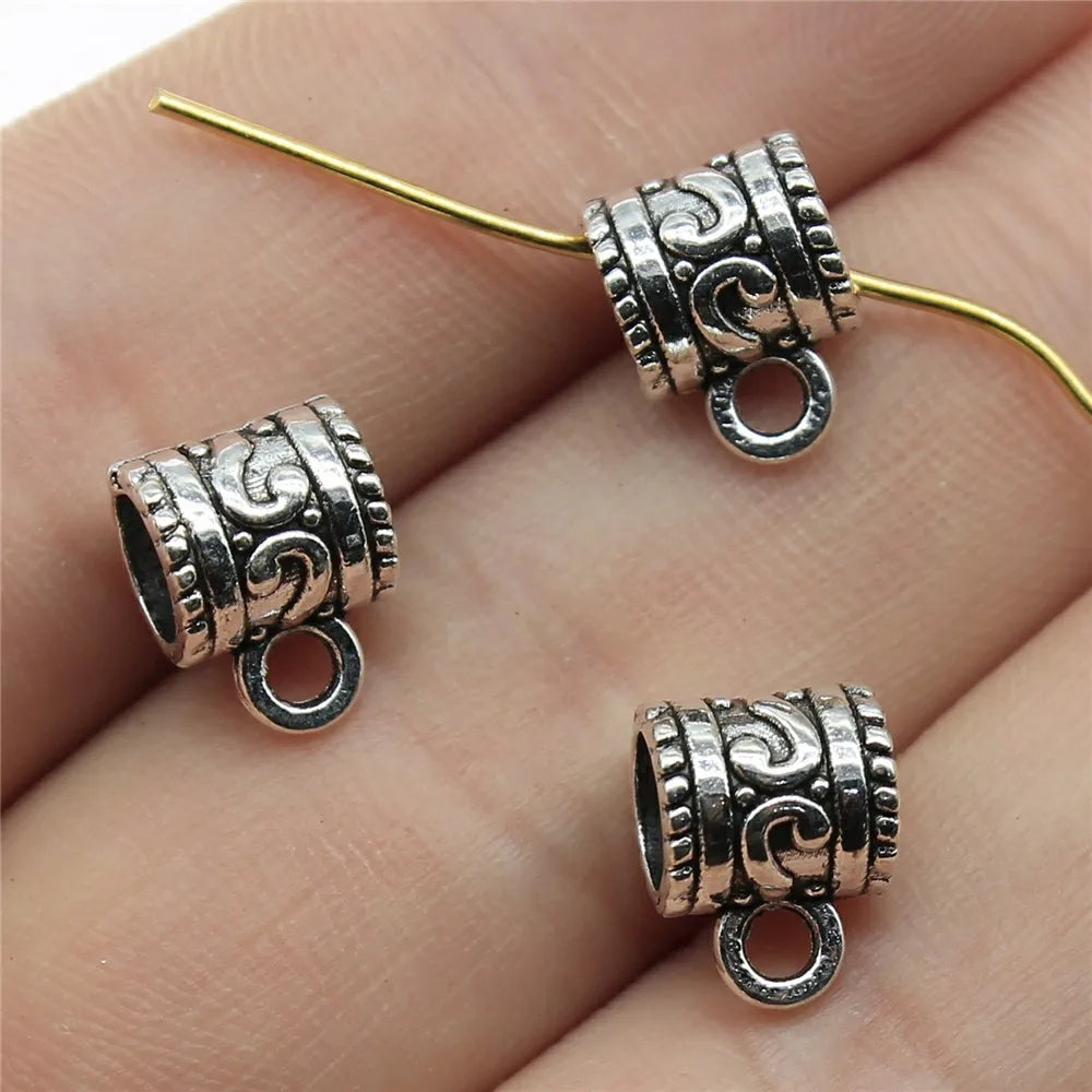 10x8x7mm 1g Multicolor Zinc Alloy Carved Bail Connector Charm for DIY Pendant Jewelry Making