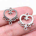 22x19mm 1.7g Antique Silver Zinc Alloy Heart Connector Charms for DIY Earrings and Pendant Jewelry