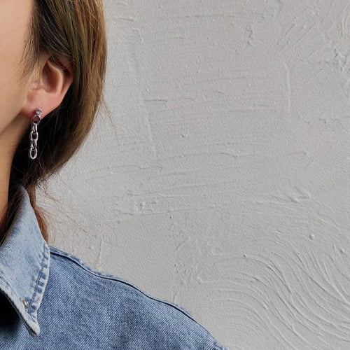 Minimalist Geometric Chain Drop Earrings For Women Copper Silver Plated Hip Hop Jewelry
