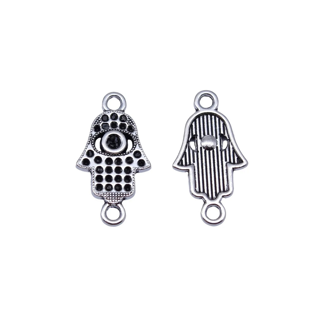 21x11mm 0.86g Antique Silver Zinc Alloy Hand Connector Charm for Rhinestone DIY Jewelry Making