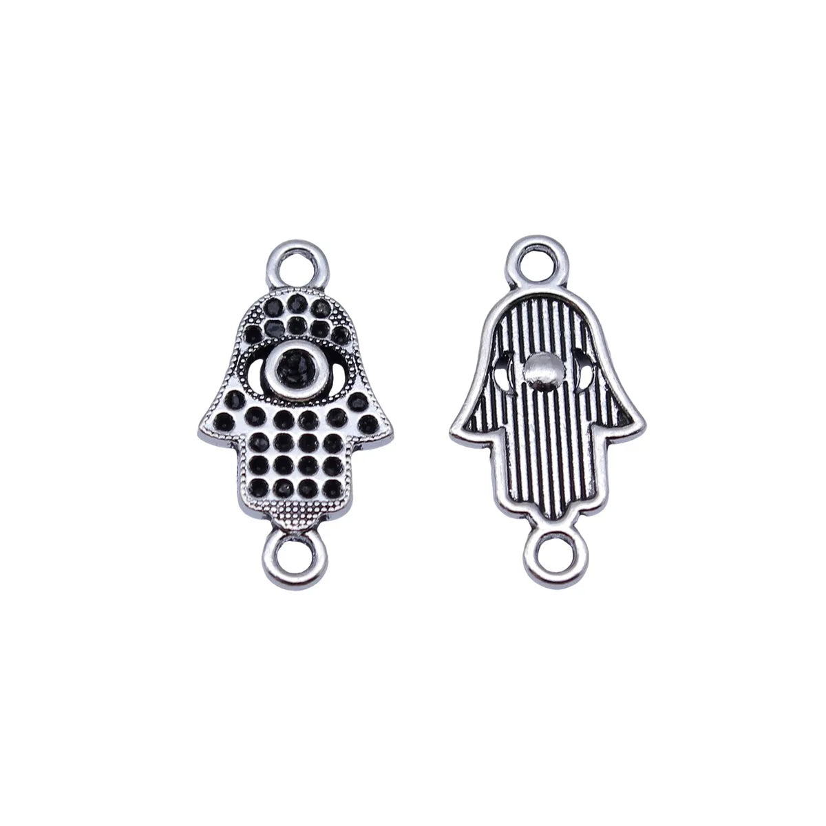 21x11mm 0.86g Antique Silver Zinc Alloy Hand Connector Charm for Rhinestone DIY Jewelry Making