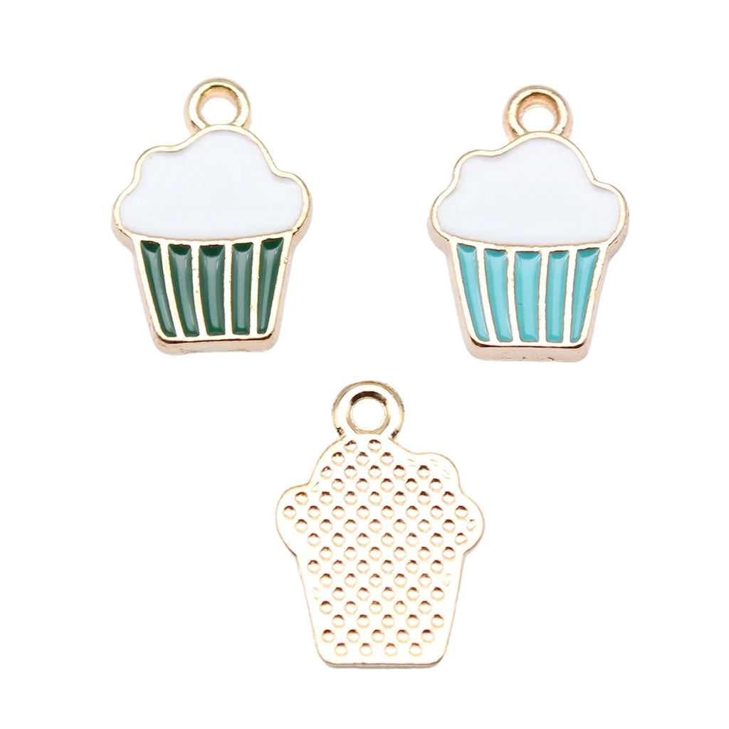 15x11mm 0.86g Multicolor Zinc Alloy Cupcake Charm Pendant for Earrings Bracelet DIY Jewelry