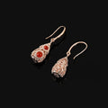 Elegant Hollow Red Agate Gourd Rhinestone Alloy Stud & Clip On No Piercing Drop Earrings