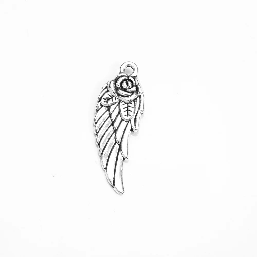 30x10MM Zinc Alloy Feather Charm Pendant for DIY Necklace Bracelet Jewelry Making
