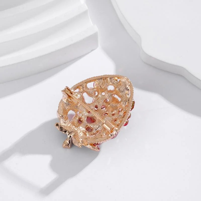 Cute Strawberry Rhinestone Enamel Alloy Brooch, Fresh Fruit Lapel Pin Corsage For Fashion Gifts