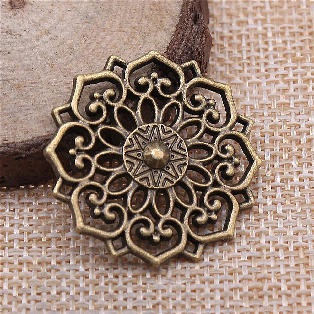 31x31mm 4g Multicolor zinc alloy Flower Filigree charm pendant for DIY necklace bracelet making