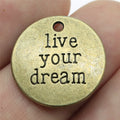 20mm 3g Multicolor Zinc Alloy Live Your Dream Letter Charm Pendant for DIY Jewelry Making