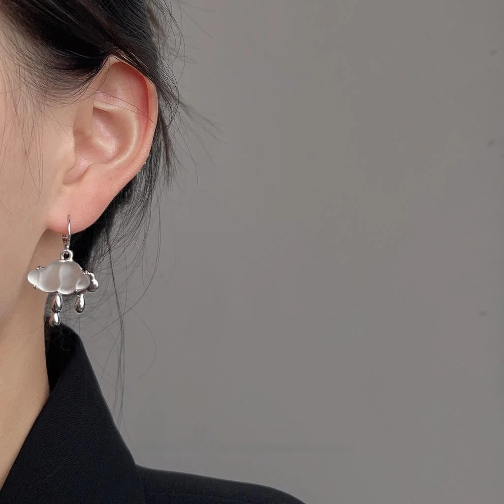 Copper Asymmetric Cloud Drop Earrings Sweet Cool Geometric Fashion Jewelry