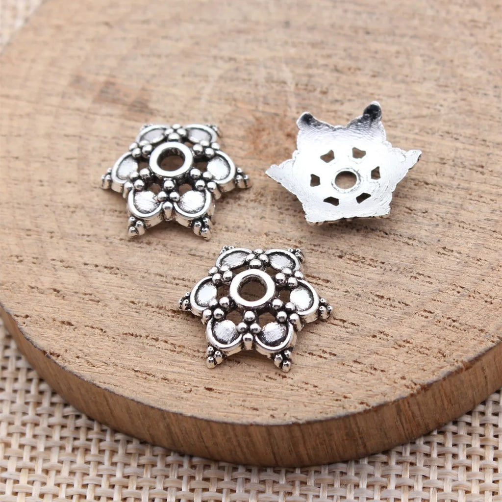 13x13x4.2mm 0.61g Antique Silver Zinc Alloy Flower Bead Cap Jewelry Findings for Clothing Jewelry DIY
