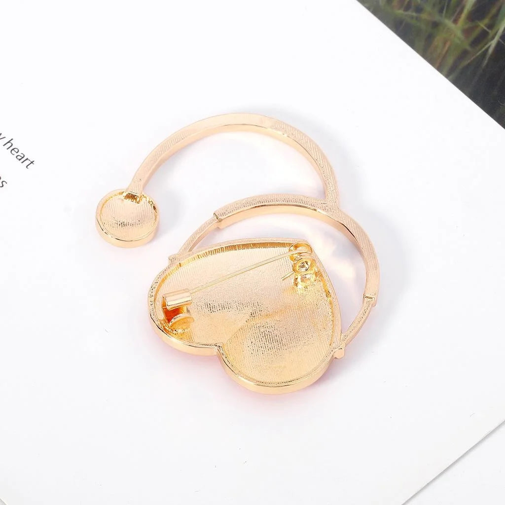 Cute Red Heart Stethoscope Enamel Alloy Brooch, Medical Nurse Doctor Lapel Pin Corsage Gift