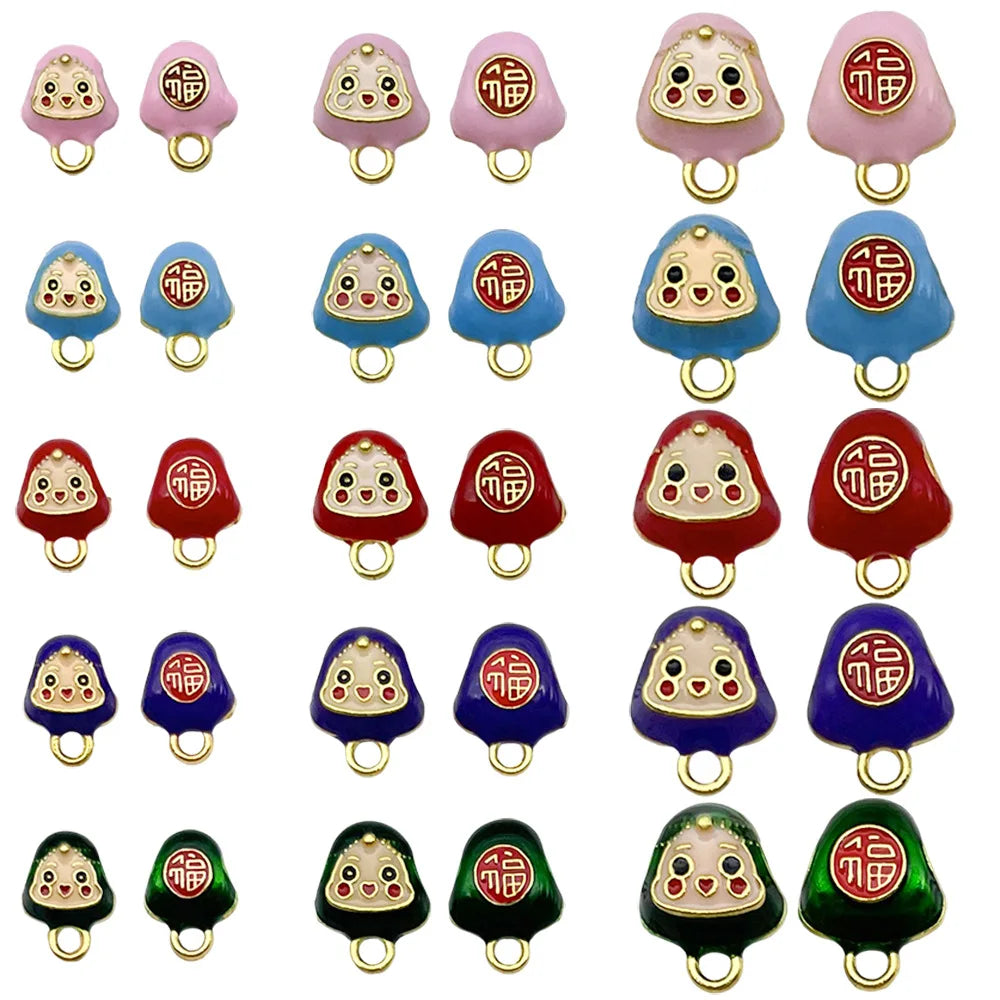 Enamel Zinc Alloy Smiley Zongzi Spacer Beads Bead for DIY Dragon Boat Festival Jewelry