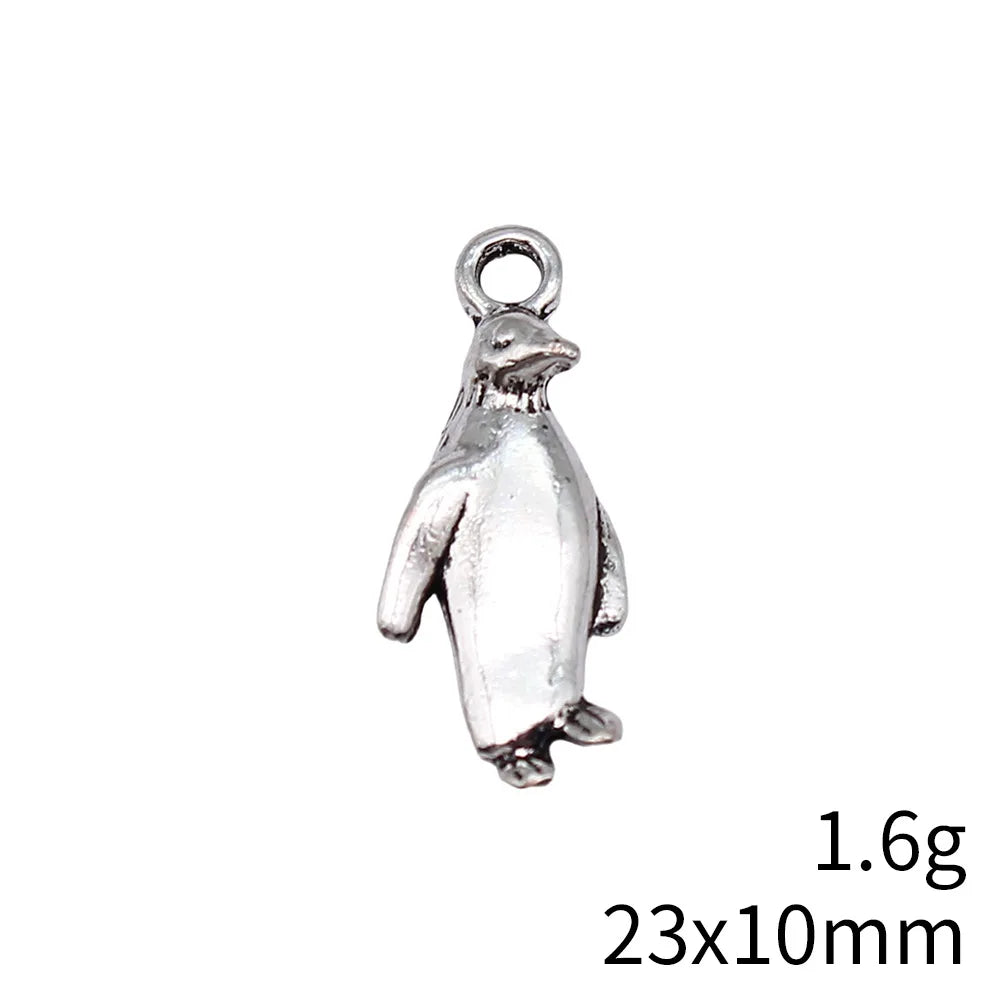 23x10mm 1.6g Antique Silver Zinc Alloy Penguin Charm Pendant for DIY Necklace Bracelet Jewelry Making
