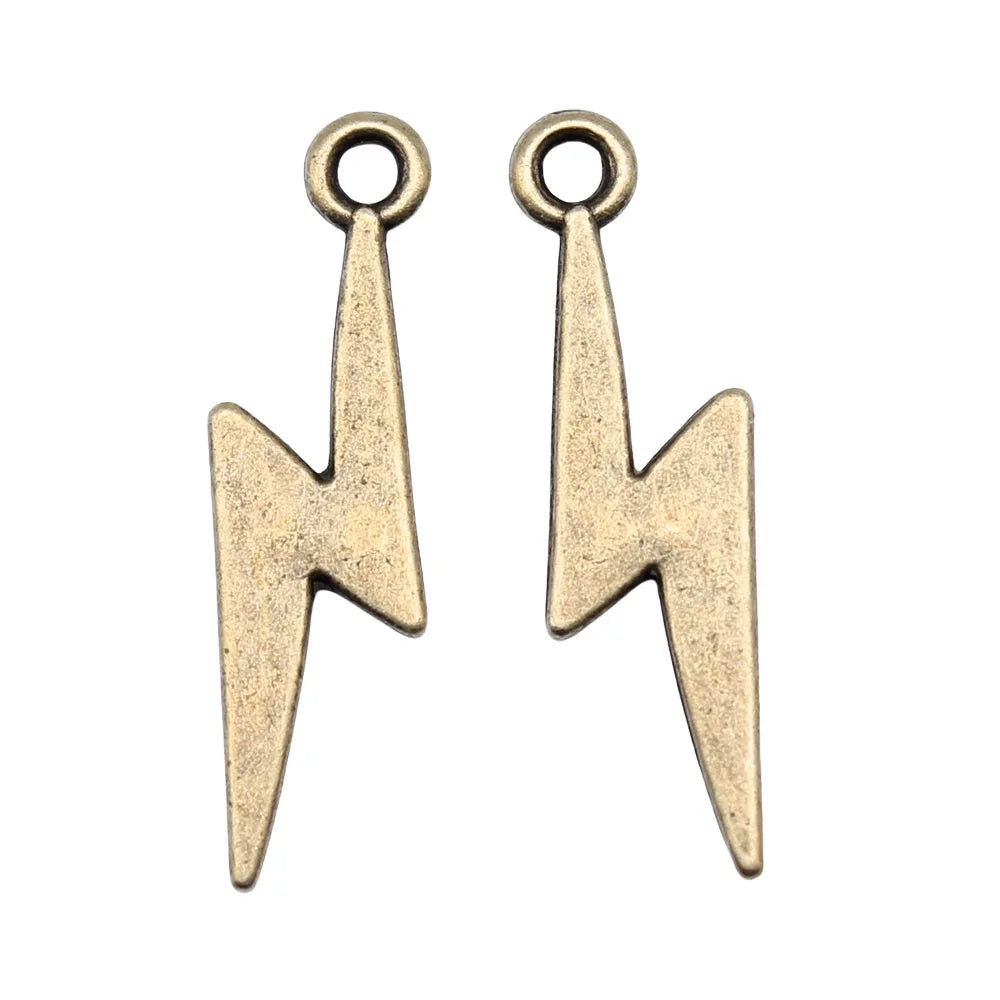 7x27mm 0.8g Multicolor Zinc Alloy Lightning Charm Pendant for DIY Punk Necklace Bracelet Making