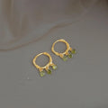 Olive Green Zircon Geometric Round Tassel Drop Earrings Light Luxury Minimalist Jewelry For Women