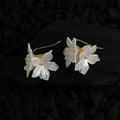 Sweet Iridescent White Acrylic Flower Petal Drop Earrings Handmade Vacation Style Jewelry