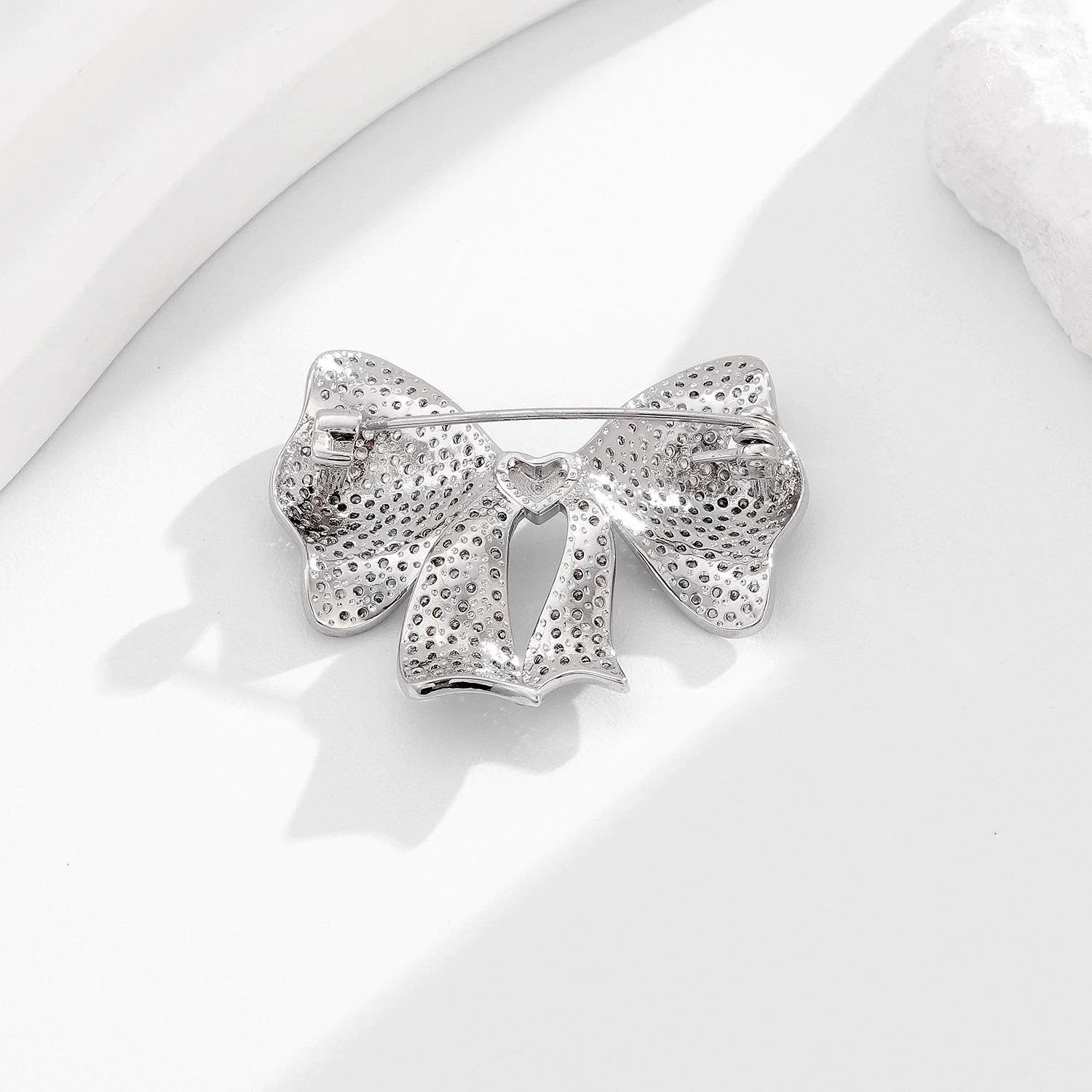 Luxury Rhinestone Bow Brooch For Women, Elegant Alloy Zircon Lapel Pin Corsage Suit Accessory Gift