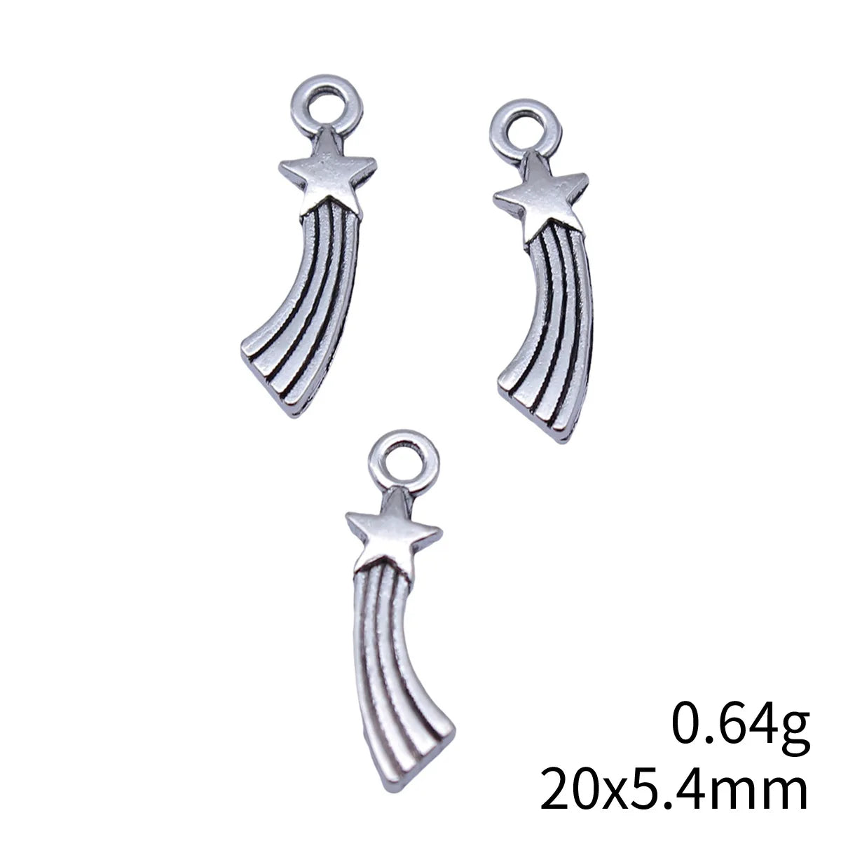 20x5.4mm 0.64g Zinc Alloy Star Comet Charm Pendant for DIY Celestial Necklace Bracelet Making