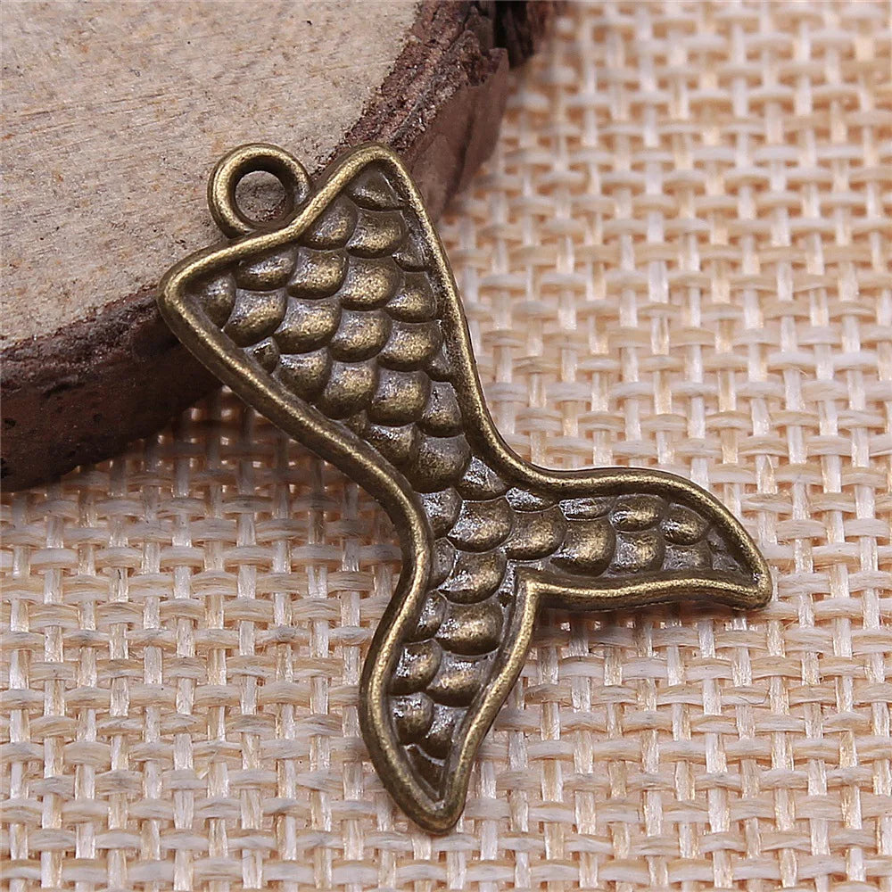 19x27mm 1.6g Multicolor Zinc Alloy Mermaid Tail Charm Pendant for DIY Necklace Bracelet Making