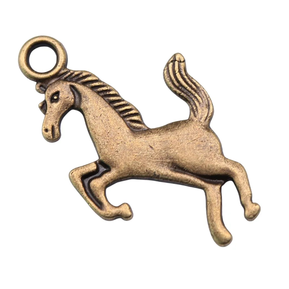 21x35mm 2.8g Antique Bronze Zinc Alloy Horse Charm Pendant for DIY Necklace Bracelet Jewelry Making