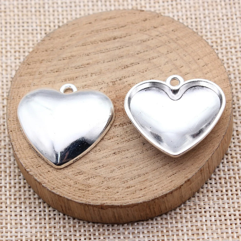28x27mm 3.8g Antique Silver Zinc Alloy Smooth Heart Charm Pendant for DIY Necklace Jewelry Making