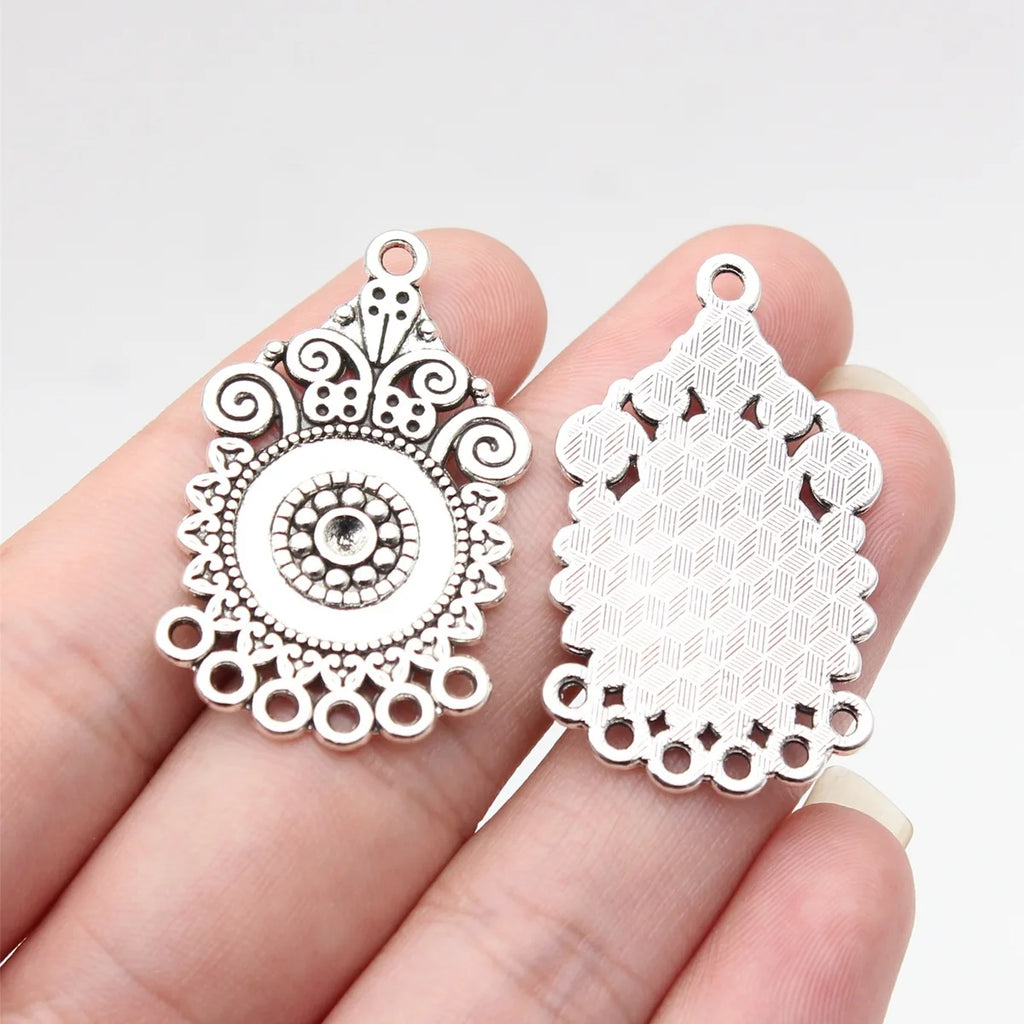 37x22mm 3.8g Multicolor Zinc Alloy Earring Connector Charm for Dangle Earrings DIY Jewelry
