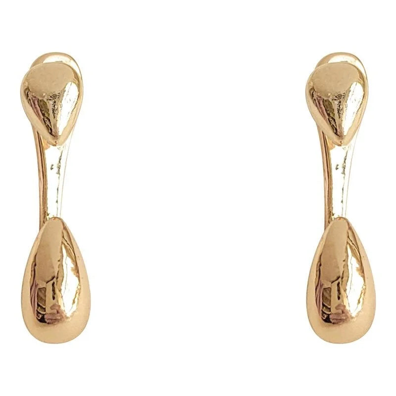 Light Luxury Minimalist 14K Gold Plated Copper Teardrop Two-Way Stud Earrings for Women