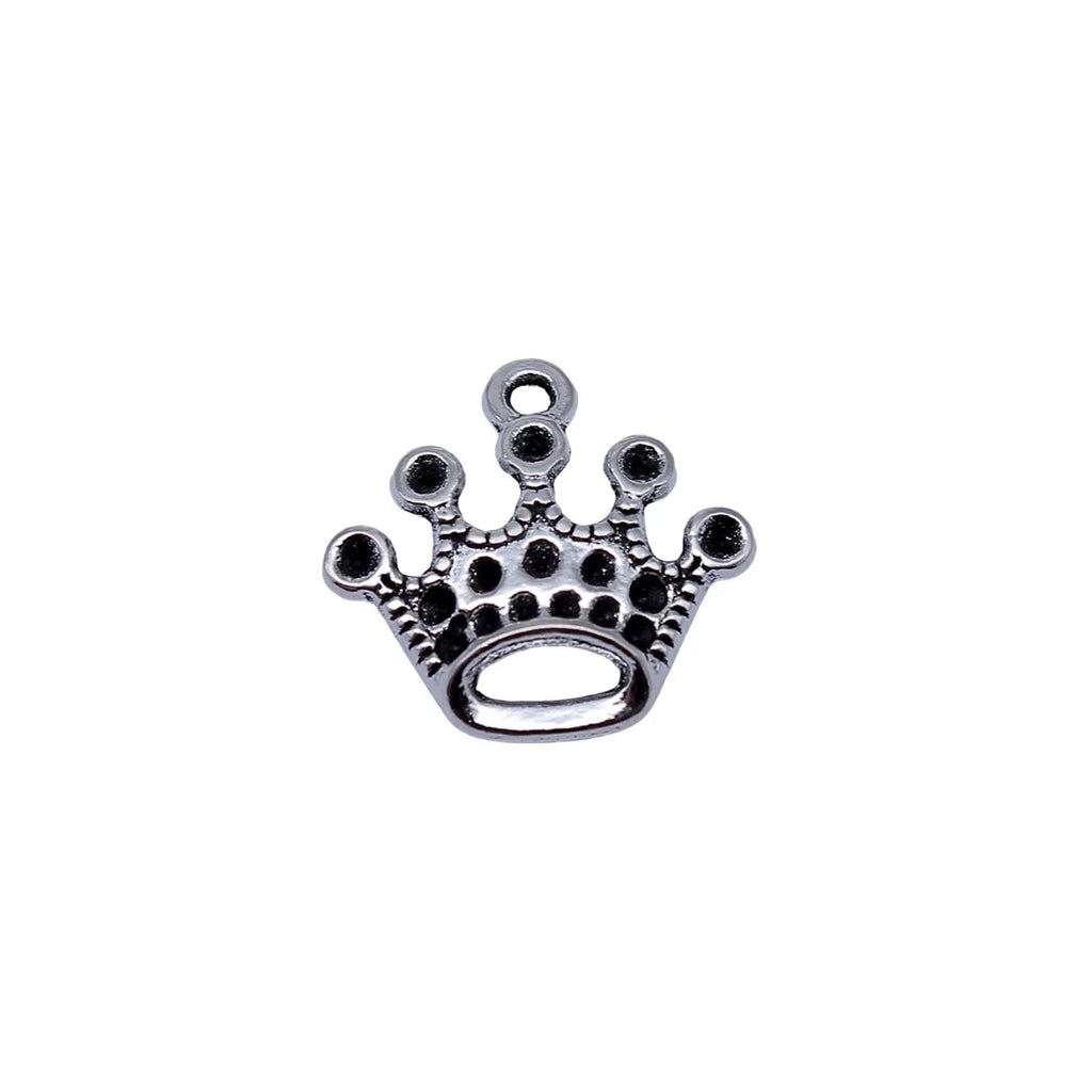 18x17mm 1.1g Antique Silver Zinc Alloy Crown Charm Pendant for Necklace Bracelet DIY Jewelry Making