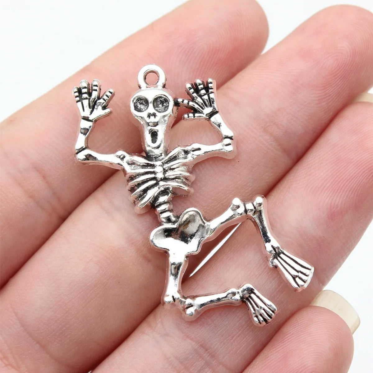 41x23mm 5.4g Antique Silver Zinc Alloy Punk Skull Charm Pendant for DIY Necklace Jewelry Making