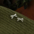 Minimalist Lace Style Hollow Bow Geometric Copper Stud Earrings