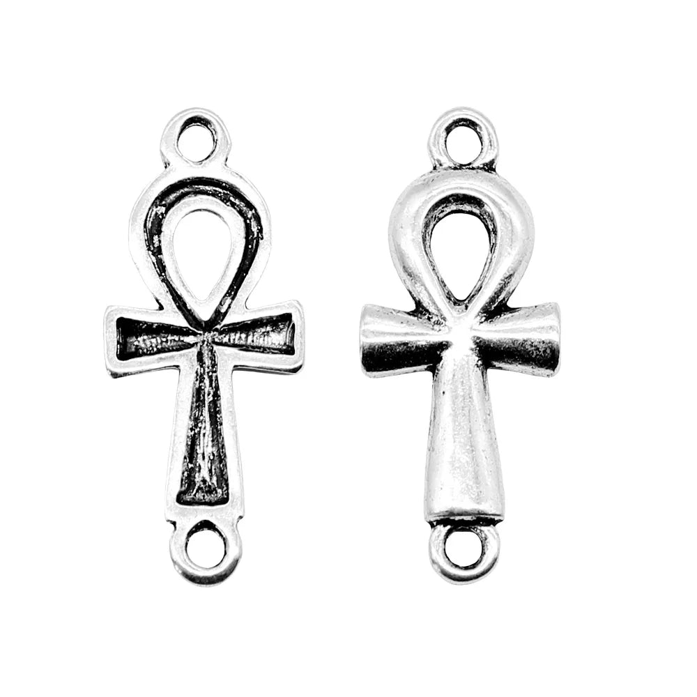 12x30mm 1.3g Multicolor Zinc Alloy Ankh Cross Connector Charm for DIY Bracelet Necklace Making