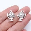 21x17mm 2.2g Antique Silver Tone Zinc Alloy Globe Charm Pendant for DIY Necklace Bracelet Jewelry Making
