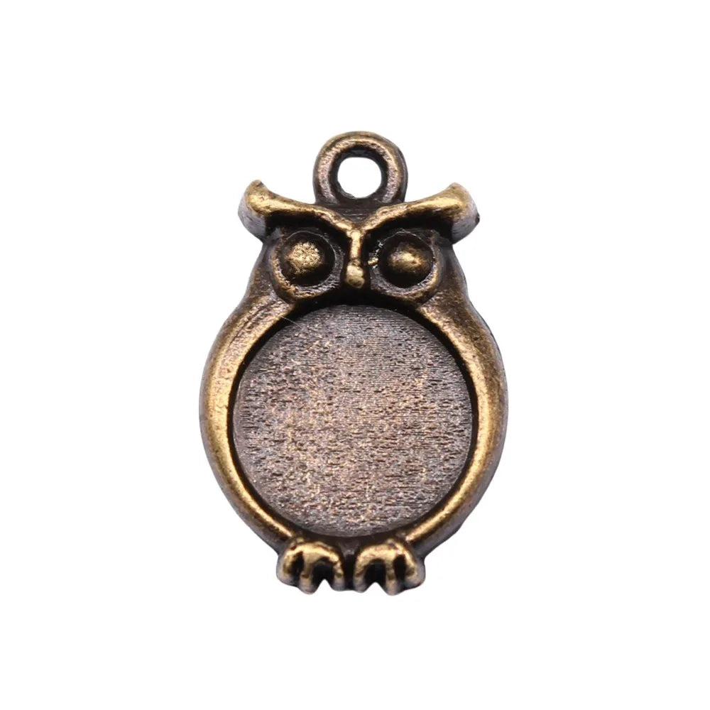 18x12mm 1.3g Antique Bronze Zinc Alloy Owl Cat Charm Pendant for DIY Necklace Bracelet Jewelry Making