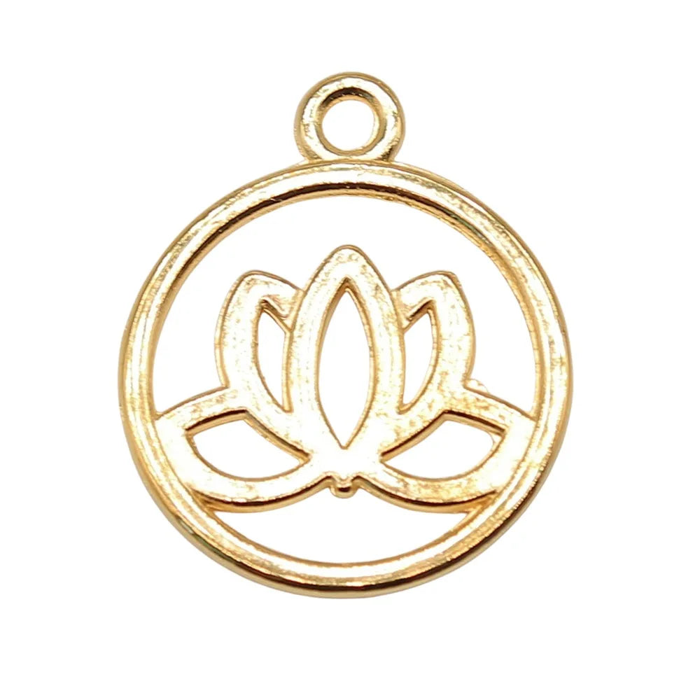 20x24mm 1.6g Multicolor Zinc Alloy Lotus Charm Pendant for DIY Necklace Bracelet Jewelry Making