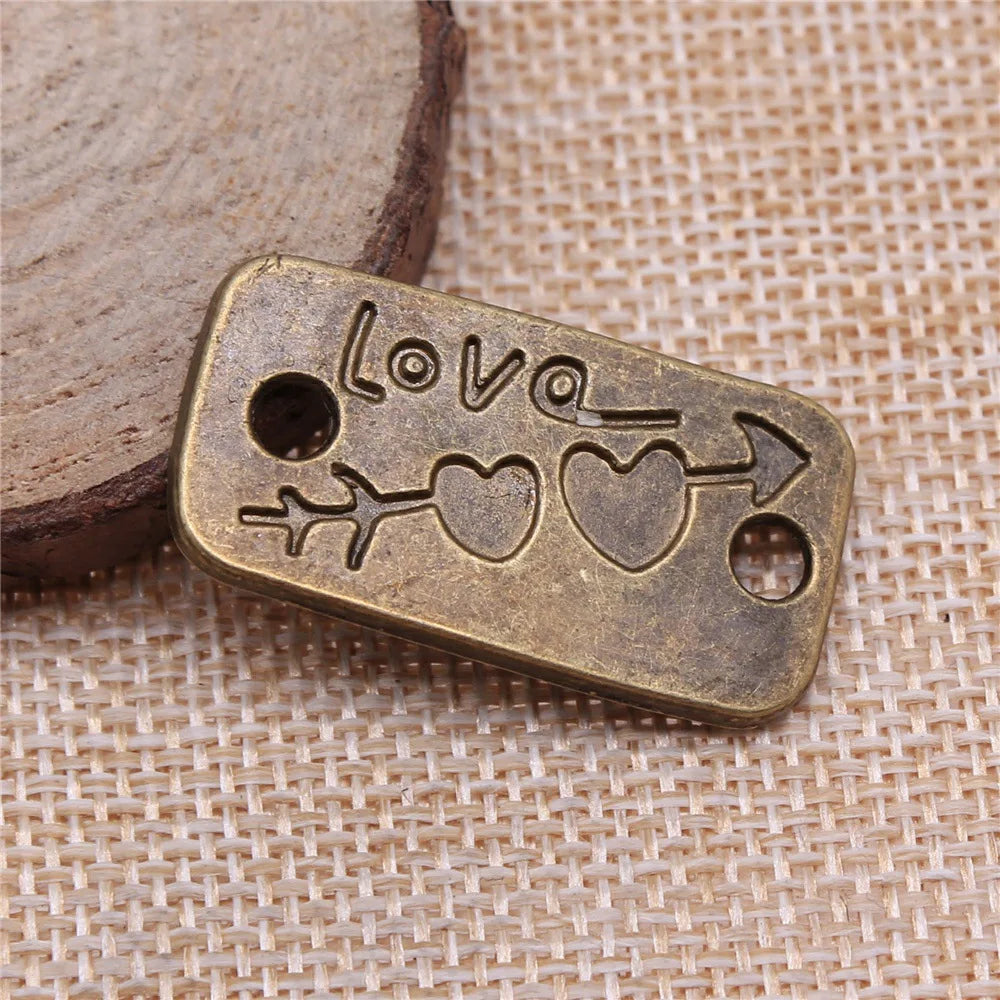 35x19mm 3.7g Multicolor Zinc Alloy Love Arrow Double Heart Connector Charm for DIY Bracelet Necklace