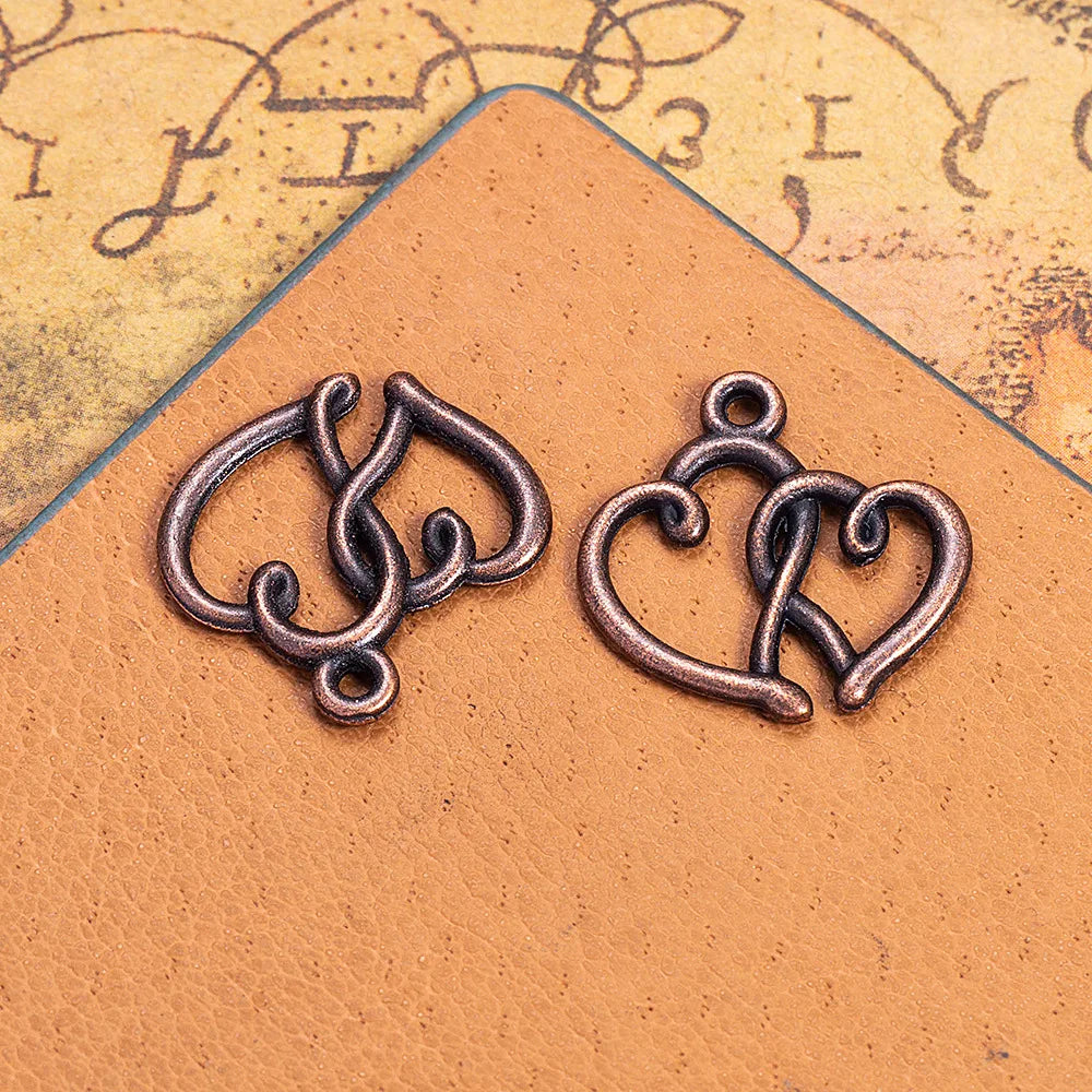 19x16MM Zinc Alloy Double Heart Charm Pendant for DIY Necklace Bracelet Jewelry Making