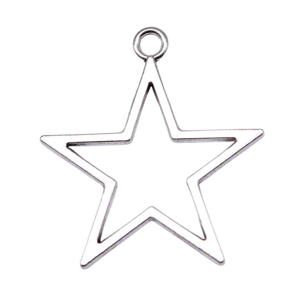 36x33mm 2.1g Multicolor Zinc Alloy Hollow Five-Point Star Charm Pendant for DIY Necklace Bracelet Making
