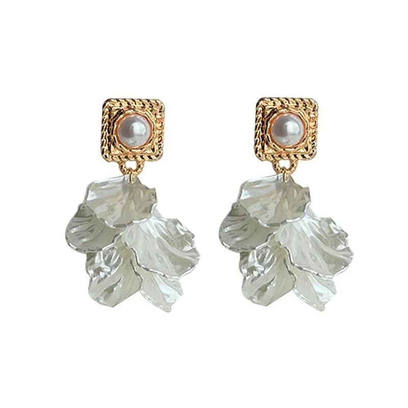 Sweet Vacation Style Acrylic Flower Tassel Drop Earrings With Copper Studs Handmade Jewelry