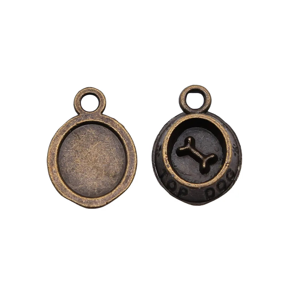 15x10mm 0.9g Multicolor Zinc Alloy Dog Bowl Charm Pendant for DIY Pet Theme Jewelry Making
