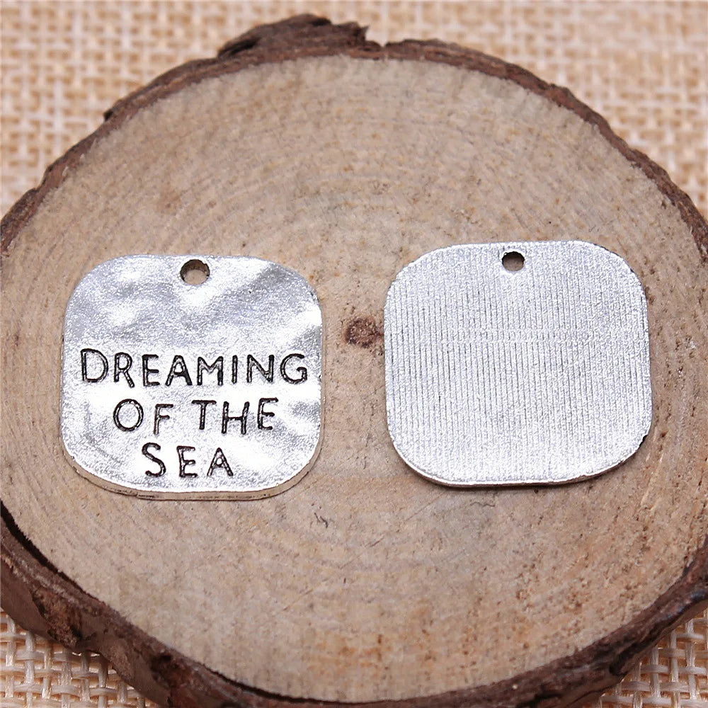 19mm 2.2g Multicolor Zinc Alloy Dreaming Of The Sea Letter Charm Pendant for DIY Ocean Theme Jewelry