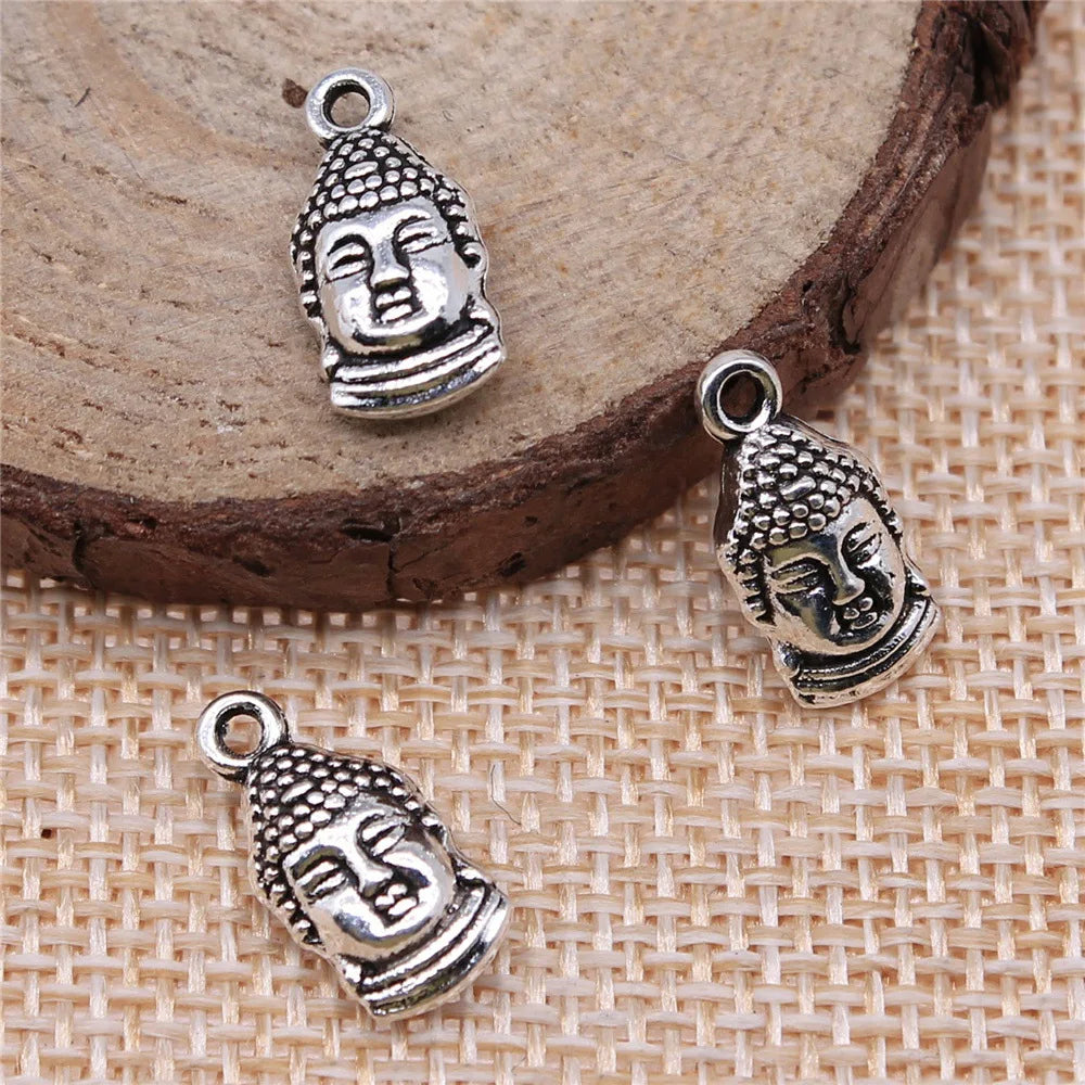 16x8mm 1.5g Multicolor Zinc Alloy Buddha Head Charm Pendant for DIY Jewelry Making and Accessories