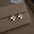 Fashion Minimalist Geometric Micro Pave Zircon Freshwater Pearl Copper Stud Earrings