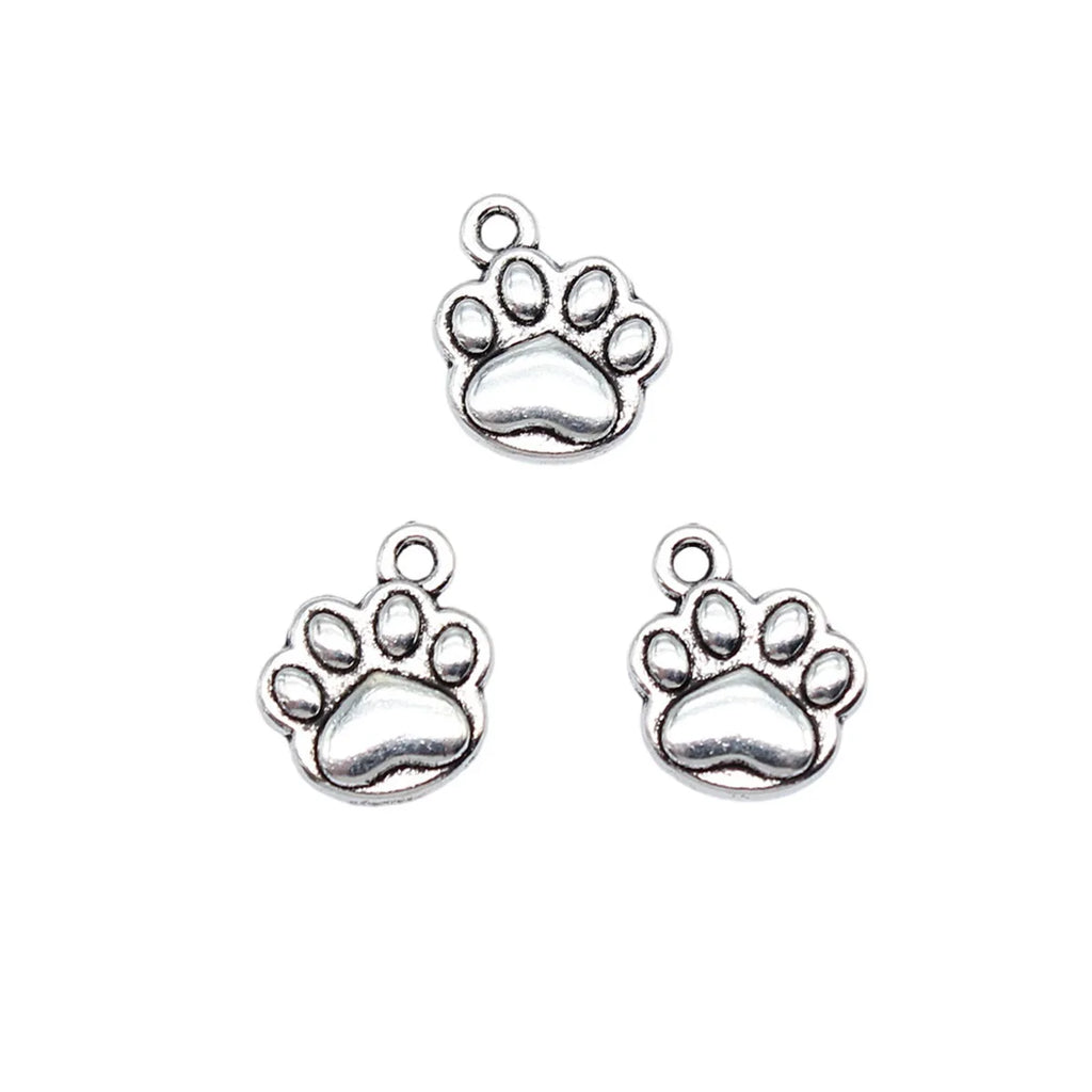 14x12mm 1.3g Multicolor Zinc Alloy Dog Paw Charm Pendant for DIY Necklace Bracelet Jewelry Making