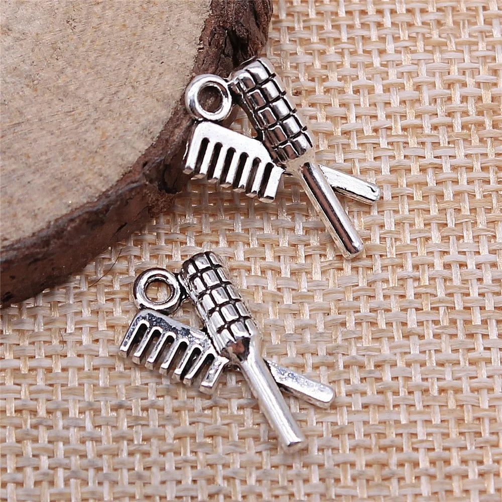 20x12mm 1g Antique Silver Zinc Alloy Hair Comb Charm Pendant for DIY Necklace Bracelet Making