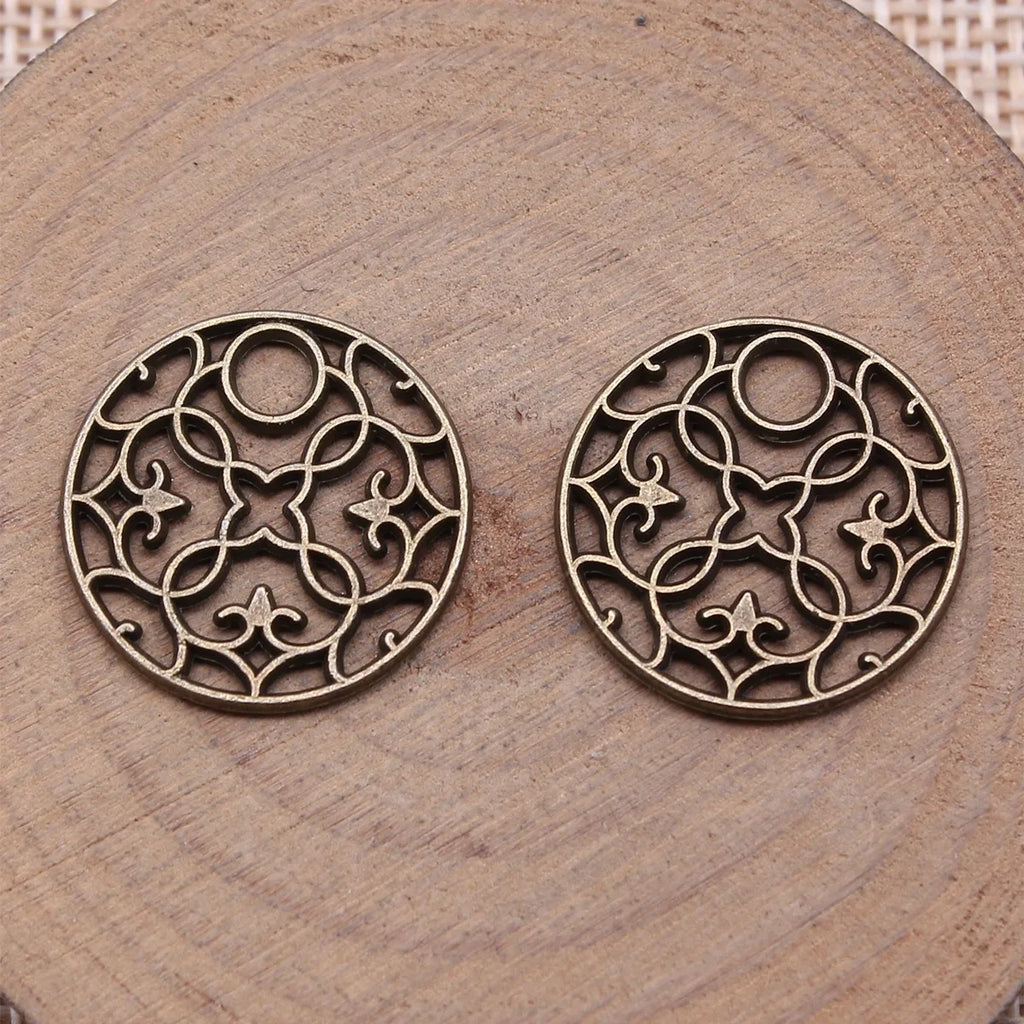 20x20mm 1.4g Multicolor Zinc Alloy Geometric Flower Round Disc Charm Pendant for DIY Jewelry Making