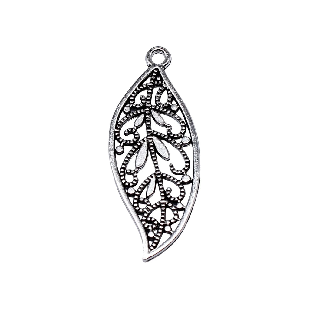 43x17mm 3.1g Antique Silver Zinc Alloy Leaf Charm Pendant for DIY Handmade Jewelry Making