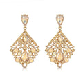 Vintage Geometric Hollow Rhombus Green Crystal Rhinestone Alloy Drop Earrings For Wedding Party Bridal Gift