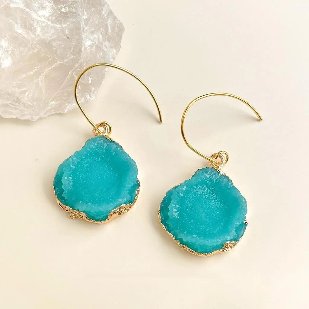 Original Design Green Resin Irregular Geometric 3D Drop Earrings For Spring Summer